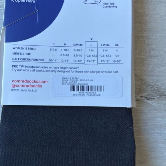 Comrad Compression Nylon Knee High Socks black size Large New With Tags - Picture 8 of 8